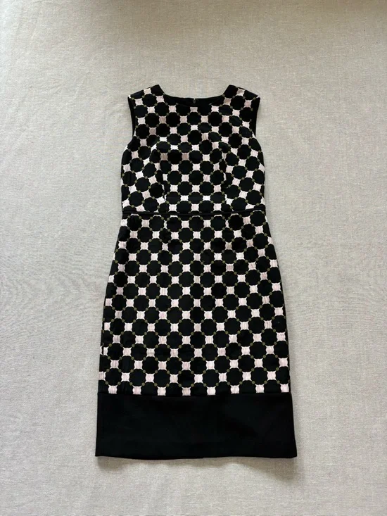 Ann Taylor Black & Pink Geometric Midi Sheath Dress - Picture 3 of 13